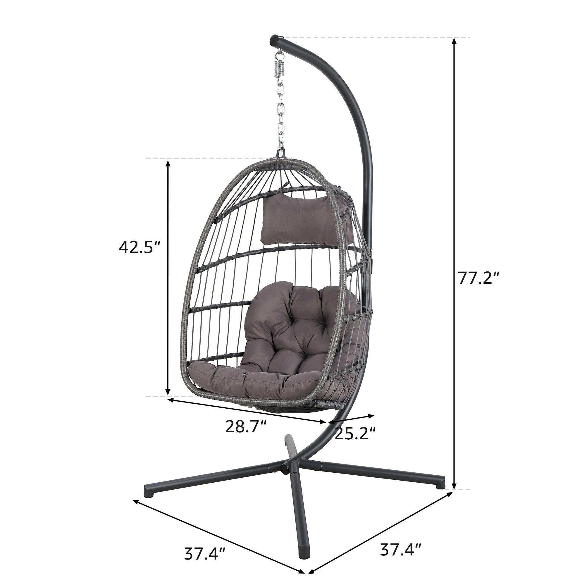 JARDINA Wicker Patio Outdoor Foldable All Weather Foldable Hammock Egg ...